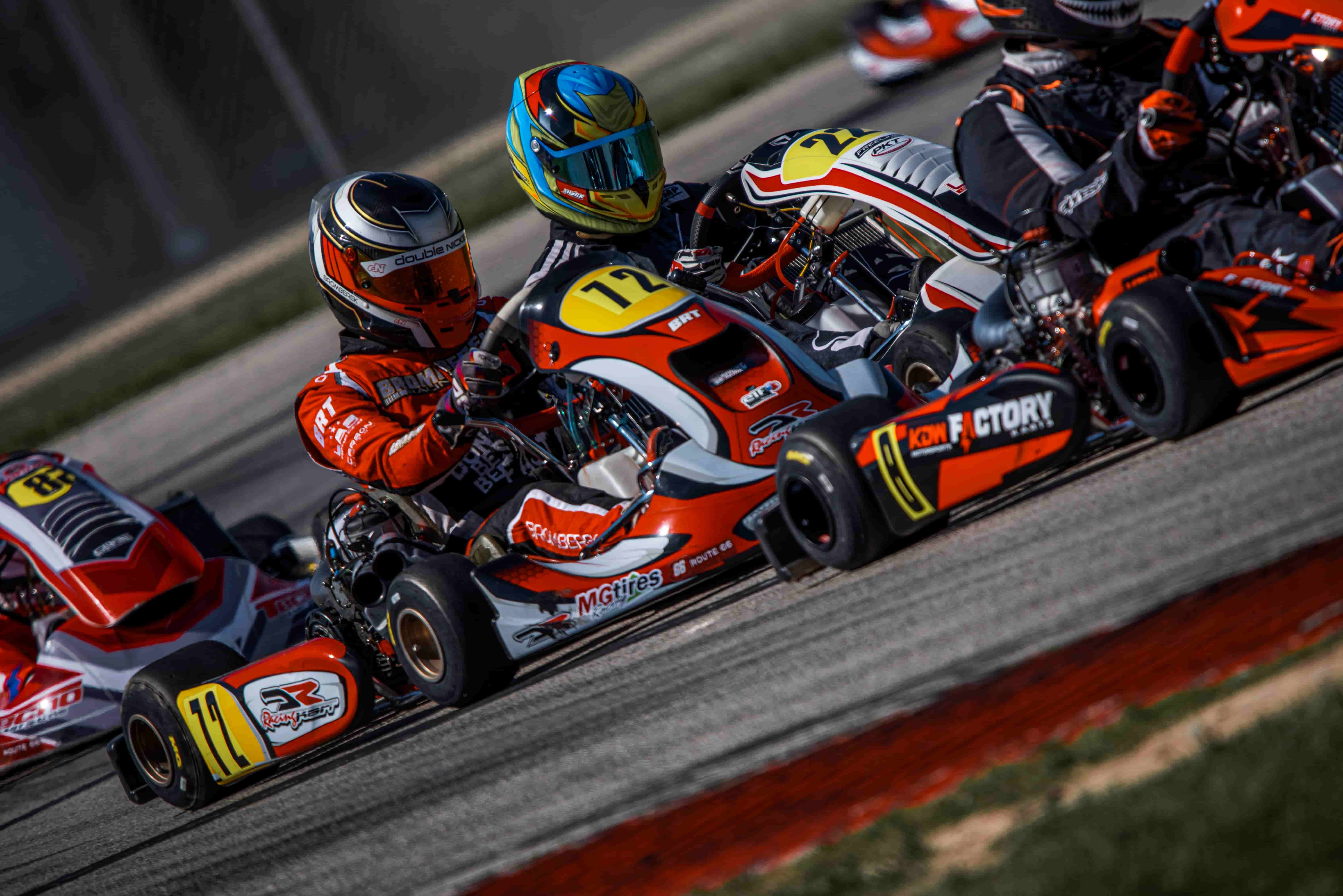 Race team karts on track